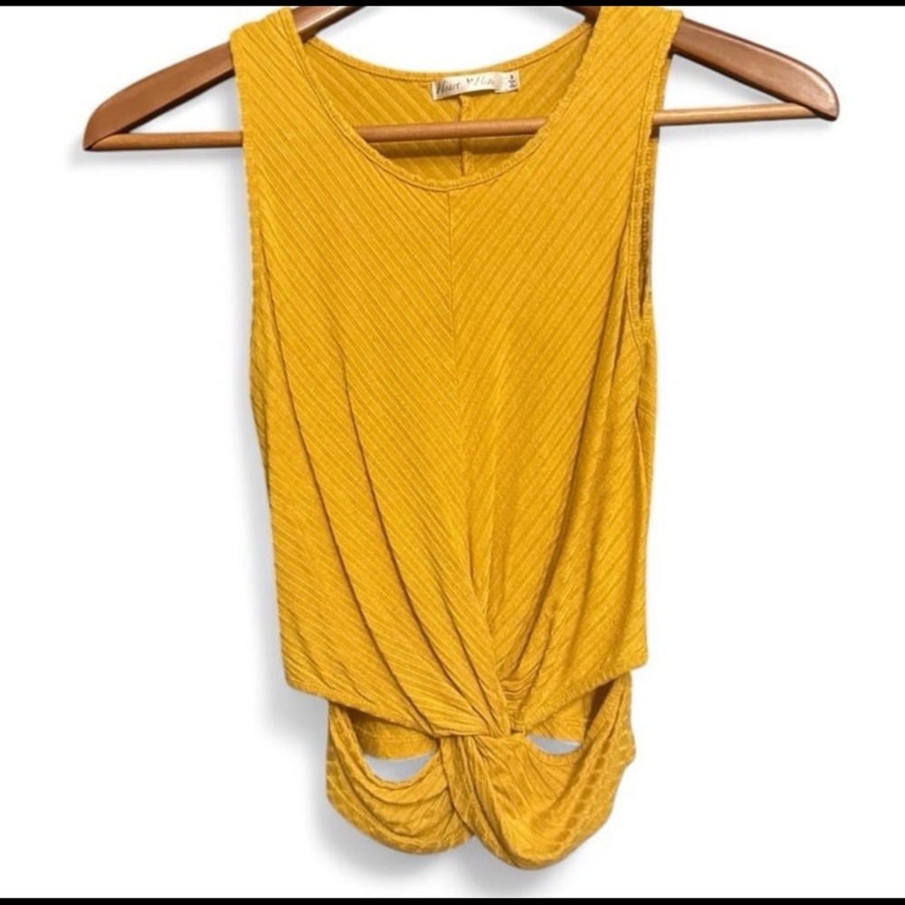 Heart Hips Yellow Tank Top with Cut Out Tie Front
